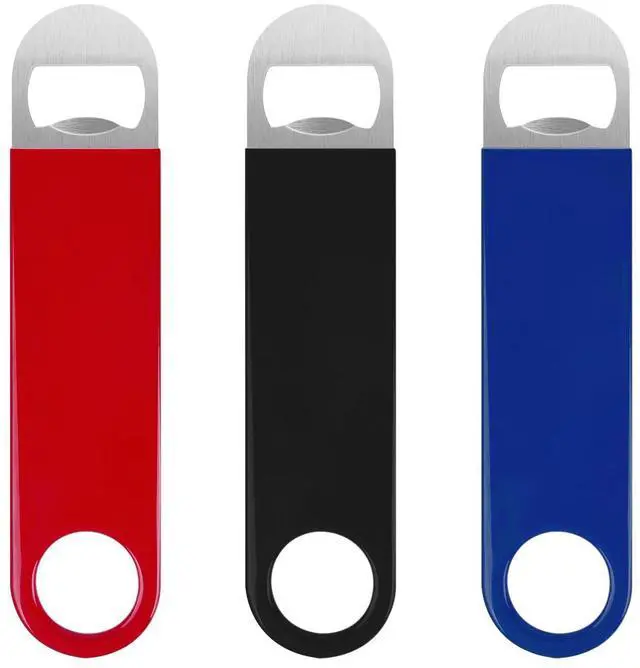 Main image of 3 Pack Bottle Openers,Beer Bottle Openers, Speed Openers, Stainless Steel Flat Bottle Opener with Exquisite Packaging, for Kitchen, Bar or Restaurant 7 inches Red, Black, Blue