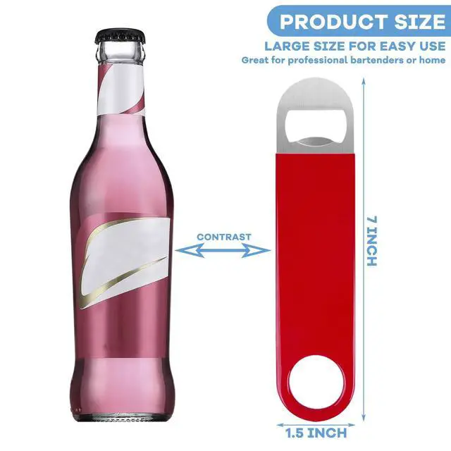 Alt view image 2 of 7 - 3 Pack Bottle Openers,Beer Bottle Openers, Speed Openers, Stainless Steel Flat Bottle Opener with Exquisite Packaging, for Kitchen, Bar or Restaurant 7 inches Red, Black, Blue
