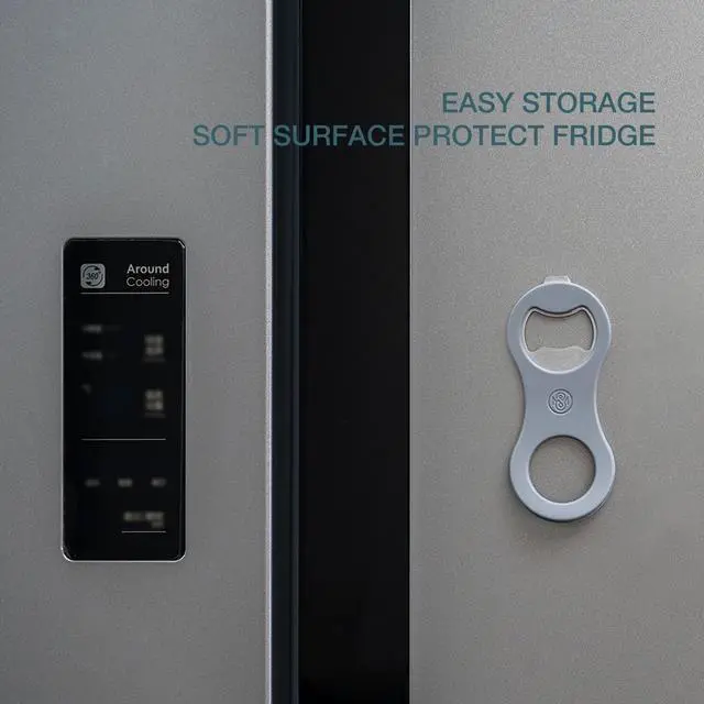 Alt view image 2 of 7 - 2 in 1 Magnetic Beer Bottle Opener for Refrigerator and RV with Cap Catcher, Soft Touch Silicone Surface Protect Fridge, Pop Can Soda Can Opener for Long Nails, Ideal Gift