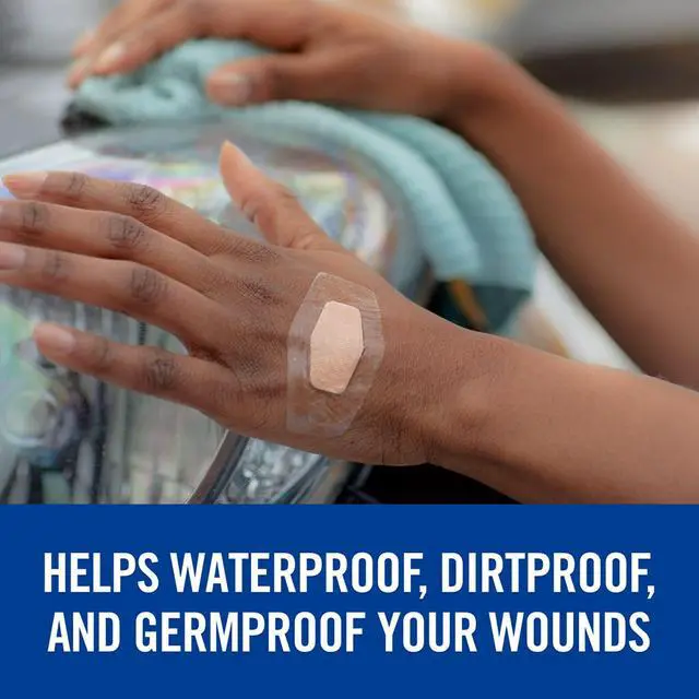 Alt view image 3 of 7 - Max Hold Waterproof Bandages, Stays On for 48 Hours, Flexible Bandages for Fingers, Knees and Heels - 60 Pack Clear Waterproof Bandages