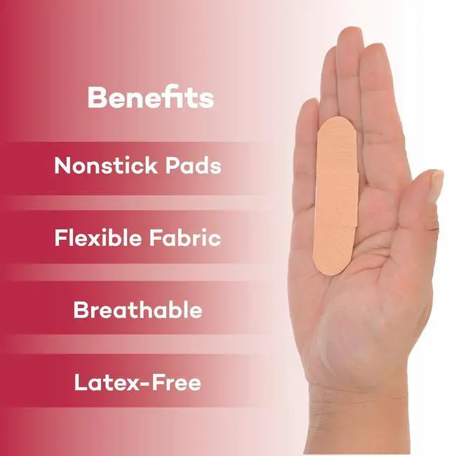 Alt view image 4 of 7 - Fabric Bandages 1x3 in - Sterile Flexible - 200 Count (2 Pack) | Latex Free, Individually Wrapped, Non Stick Pad, For Minor Cuts Scrapes Blisters, First Aid Kits, Tan Color