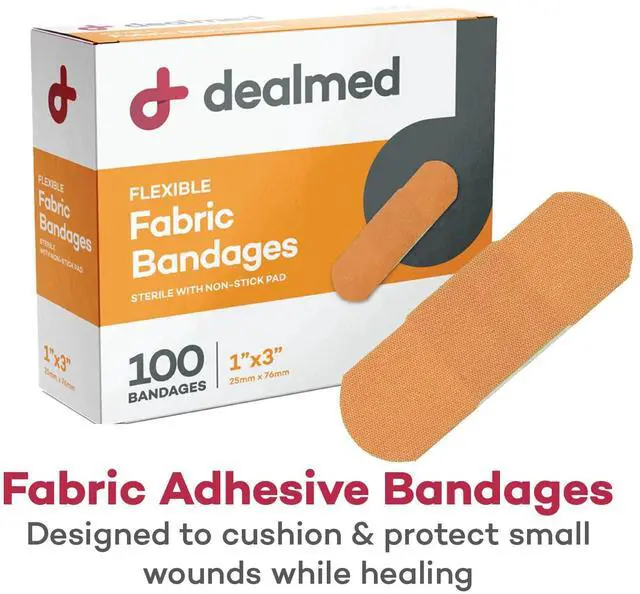 Alt view image 3 of 7 - Fabric Bandages 1x3 in - Sterile Flexible - 200 Count (2 Pack) | Latex Free, Individually Wrapped, Non Stick Pad, For Minor Cuts Scrapes Blisters, First Aid Kits, Tan Color