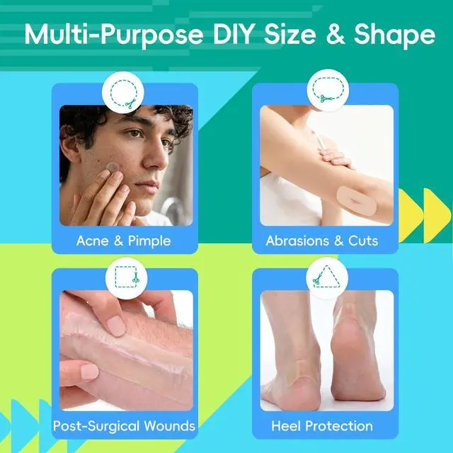 Alt view image 5 of 7 - Hydrocolloid Roll for Wound Care - Cut-to-Size, Hydrocolloid Patch Bandages with Self-Adhesive, Ultra Absorbent & Waterproof, First Aid Kit Essential (11.8mil/ 0.3mm Thickness, 2in*16ft)