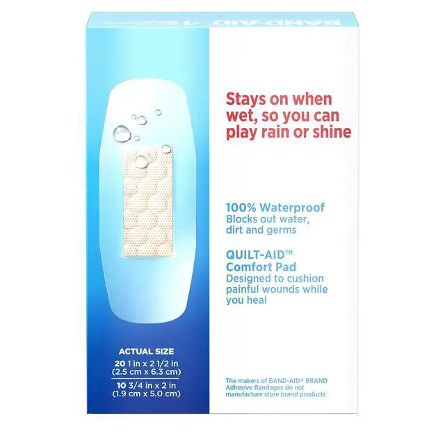 Alt view image 6 of 7 - Brand Water Block Clear Waterproof Sterile Adhesive Bandages for First-Aid Wound Care of Minor Cuts and Scrapes, Assorted Sizes, 30 ct