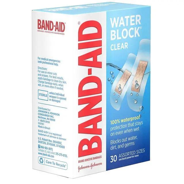 Alt view image 7 of 7 - Brand Water Block Clear Waterproof Sterile Adhesive Bandages for First-Aid Wound Care of Minor Cuts and Scrapes, Assorted Sizes, 30 ct