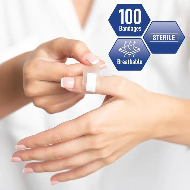 Alt view image 6 of 6 - Sheer Bandages,Latex-Free,Hypoallergenic,Sterile,3/4x3 in,100-Ct