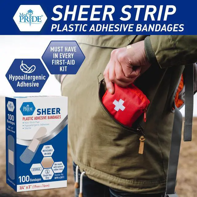 Alt view image 3 of 6 - Sheer Bandages,Latex-Free,Hypoallergenic,Sterile,3/4x3 in,100-Ct