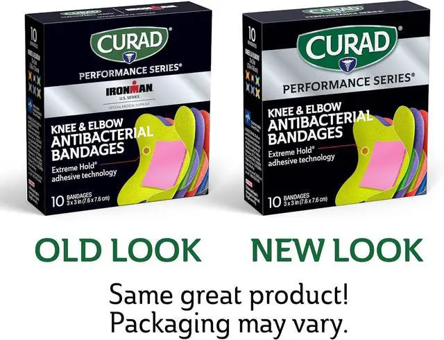Alt view image 7 of 7 - Performance Series Antibacterial Bandages, Elbows and Knees, 3" x 3", 10 Count