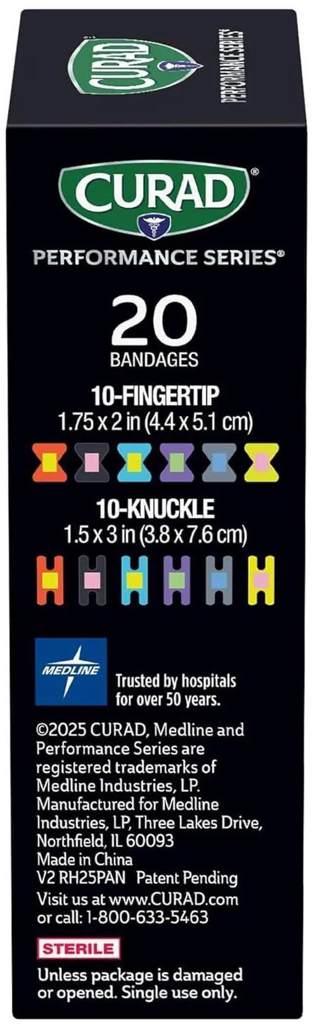 Alt view image 4 of 7 - Performance Series Fingertip and Knuckle Antibacterial Bandages, Extreme Hold Adhesive Technology, Fabric Bandages, 20 Count