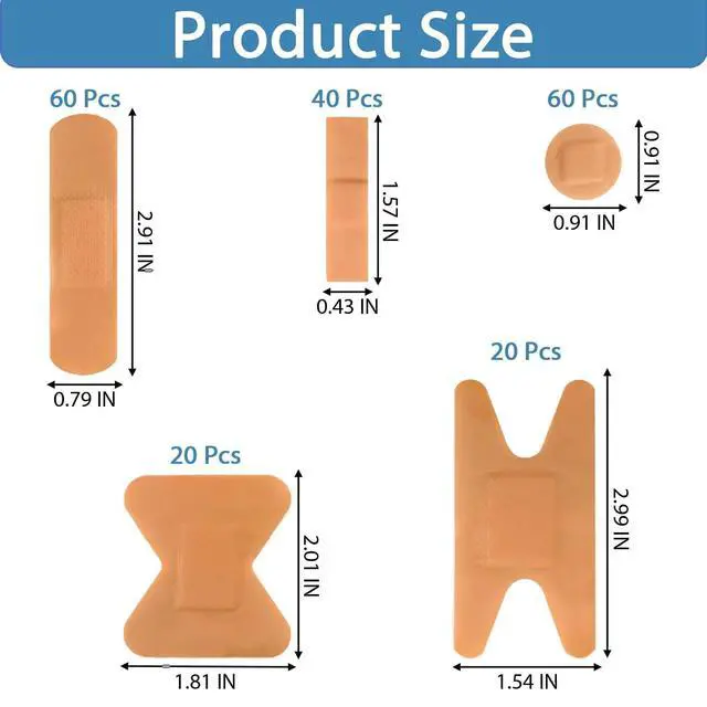 Alt view image 2 of 6 - 200 PCS Adhesive Small Bandaids Variety Pack Bandaids Various Sizes Bulk PE Waterproof Flexible Adhesive Bandages for First Aid and Wound Care