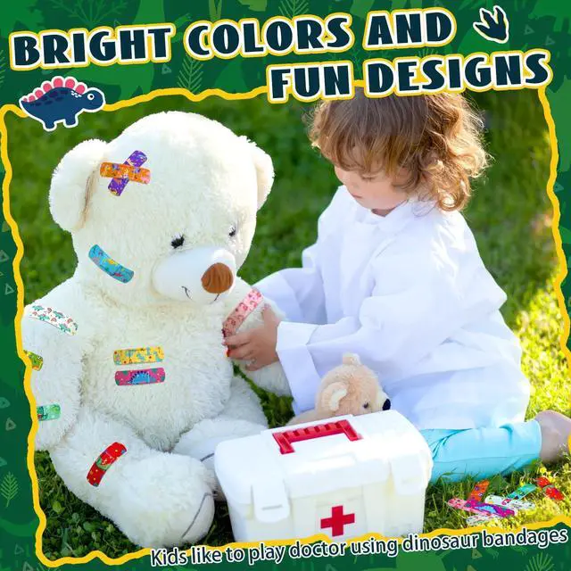 Alt view image 2 of 7 - 75 Pcs Kids Bandages Bulk Dinosaur 15 Styles Fun Back to School Gifts for Children Adhesive Colorful Flexible Cartoon Dinosaur Bandages Variety Pack for Kids Boys Girls Students School