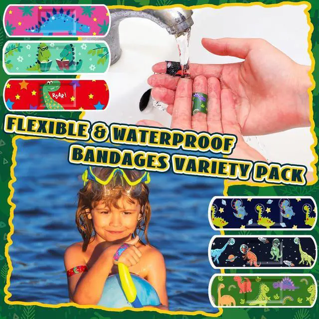 Alt view image 4 of 7 - 75 Pcs Kids Bandages Bulk Dinosaur 15 Styles Fun Back to School Gifts for Children Adhesive Colorful Flexible Cartoon Dinosaur Bandages Variety Pack for Kids Boys Girls Students School