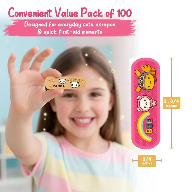 Alt view image 4 of 5 - Bandages Flexible, Breathable Fabric Adhesive, Waterproof, 100-Count with 45 Cute Styles for Minor Cuts, Scrapes, Wounds & Burns