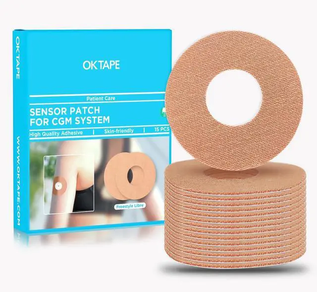 Main image of Adhesive Patches for Freestyle Libre 1/2 - 15 PCS, Waterproof & Sweatproof CGM Sensor Patches, Long Lasting, Beige