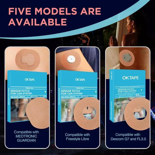 Alt view image 7 of 7 - Adhesive Patches for Freestyle Libre 1/2 - 15 PCS, Waterproof & Sweatproof CGM Sensor Patches, Long Lasting, Beige