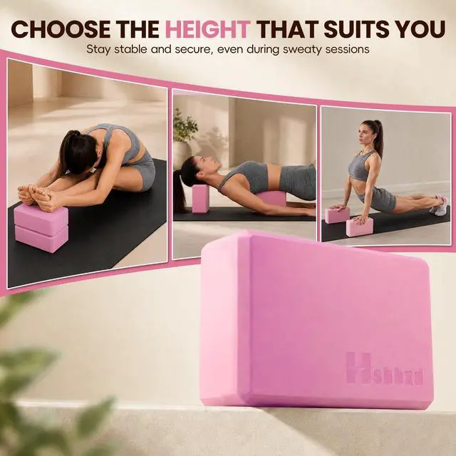 Alt view image 3 of 7 - 2 Pcs Yoga Blocks, Non-Slip Pilates Foam Blocks, Professional Latex-Free Eva Exercise Blocks, Essential Accessories for Yoga, Pilates, and Dance, 9"x6"x3" (Pink)