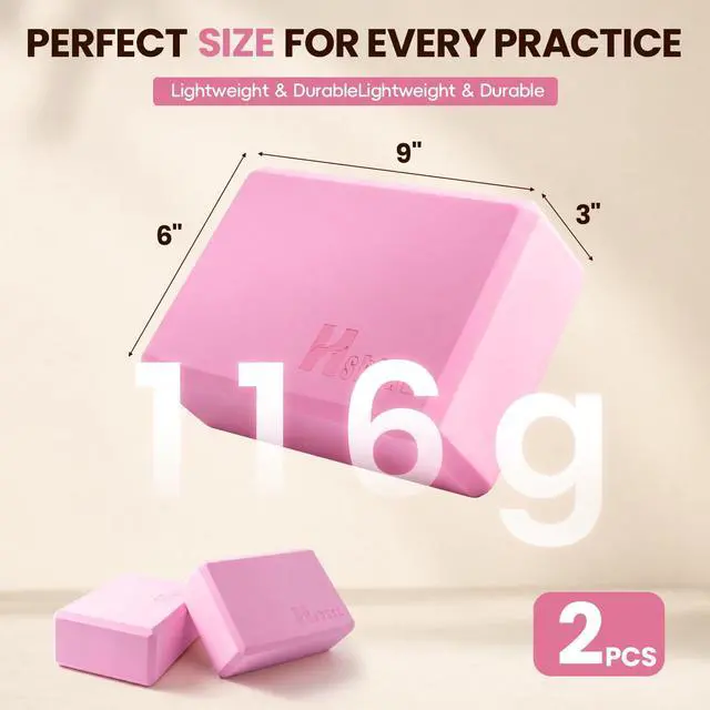 Alt view image 5 of 7 - 2 Pcs Yoga Blocks, Non-Slip Pilates Foam Blocks, Professional Latex-Free Eva Exercise Blocks, Essential Accessories for Yoga, Pilates, and Dance, 9"x6"x3" (Pink)