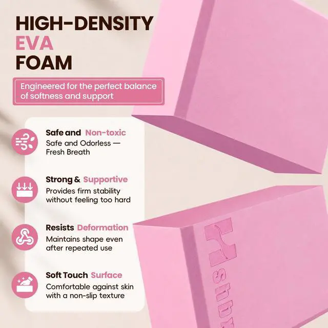 Alt view image 6 of 7 - 2 Pcs Yoga Blocks, Non-Slip Pilates Foam Blocks, Professional Latex-Free Eva Exercise Blocks, Essential Accessories for Yoga, Pilates, and Dance, 9"x6"x3" (Pink)