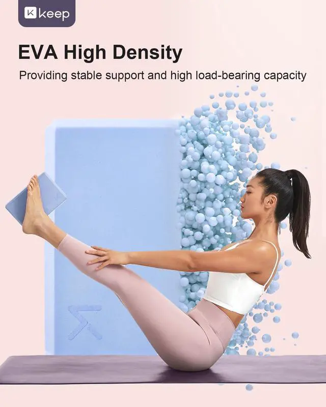 Alt view image 2 of 7 - Yoga Block, High Density EVA Foam Blocks for Yoga, Pilates, Meditation, Aid Balance, Support and Deepen Poses - Non-Slip Lightweight Durable(2-Pack-Light blue)