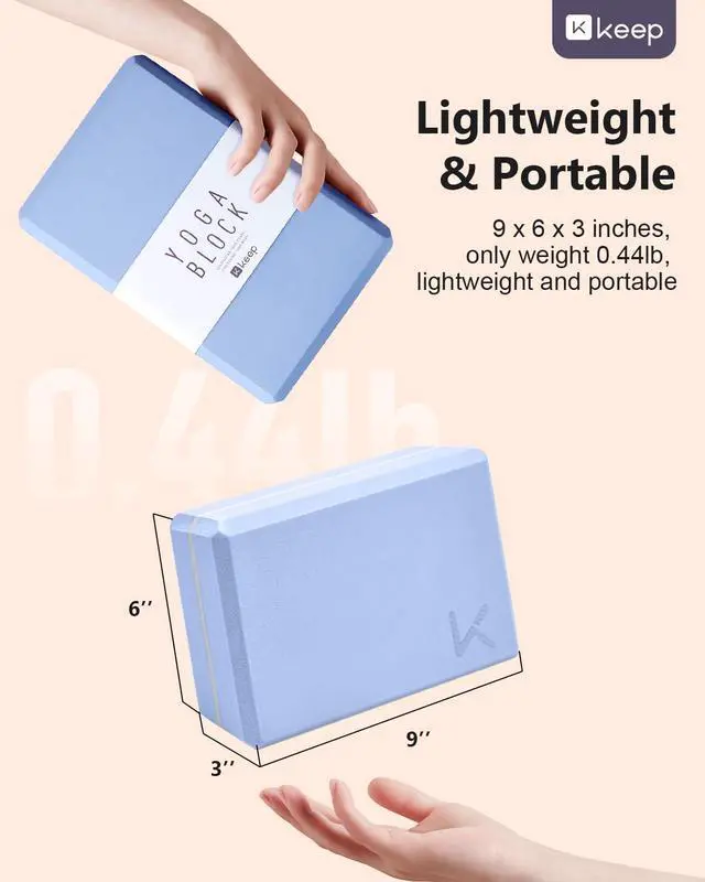 Alt view image 3 of 7 - Yoga Block, High Density EVA Foam Blocks for Yoga, Pilates, Meditation, Aid Balance, Support and Deepen Poses - Non-Slip Lightweight Durable(2-Pack-Light blue)