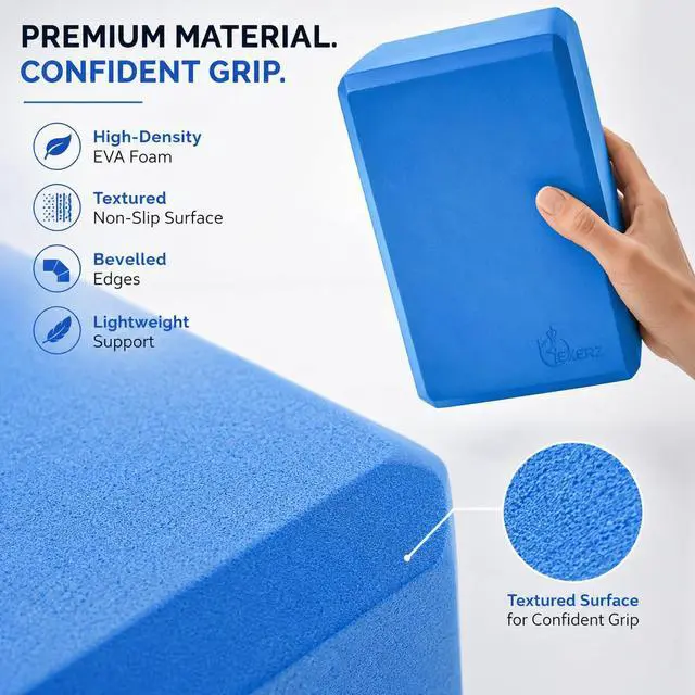 Alt view image 4 of 7 - Yoga Blocks 2pcs Gym Bricks, Comfortable Fitness Yoga Bricks, Anti-Slip, Pilates Practice (Blue)