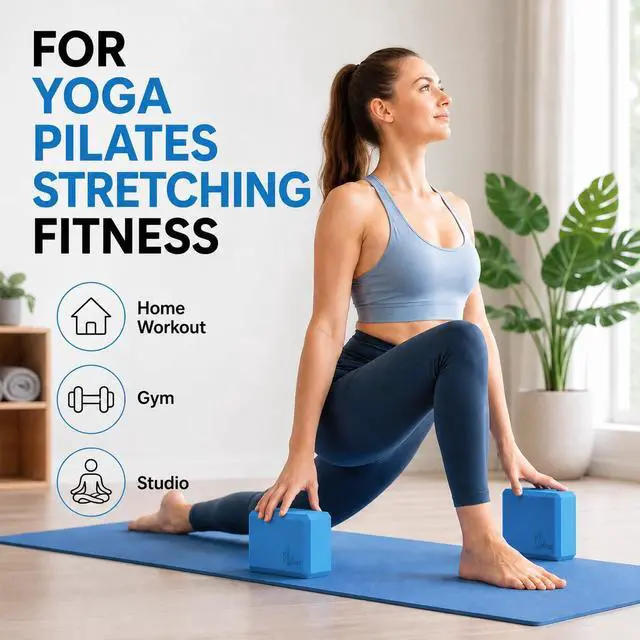 Alt view image 5 of 7 - Yoga Blocks 2pcs Gym Bricks, Comfortable Fitness Yoga Bricks, Anti-Slip, Pilates Practice (Blue)