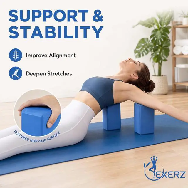 Alt view image 6 of 7 - Yoga Blocks 2pcs Gym Bricks, Comfortable Fitness Yoga Bricks, Anti-Slip, Pilates Practice (Blue)