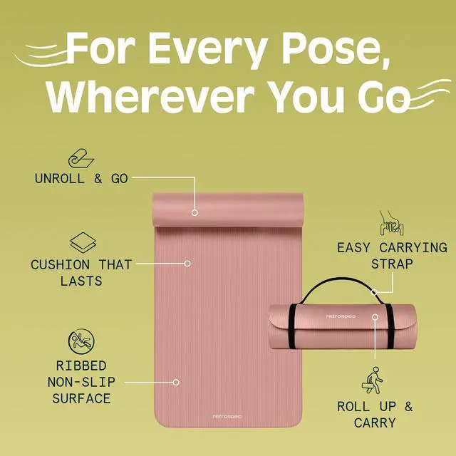 Alt view image 5 of 7 - Solana Yoga Mat 1/2" Thick w/Nylon Strap for Men & Women - Non Slip Excercise Mat for Yoga, Pilates, Stretching, Floor & Fitness Workouts