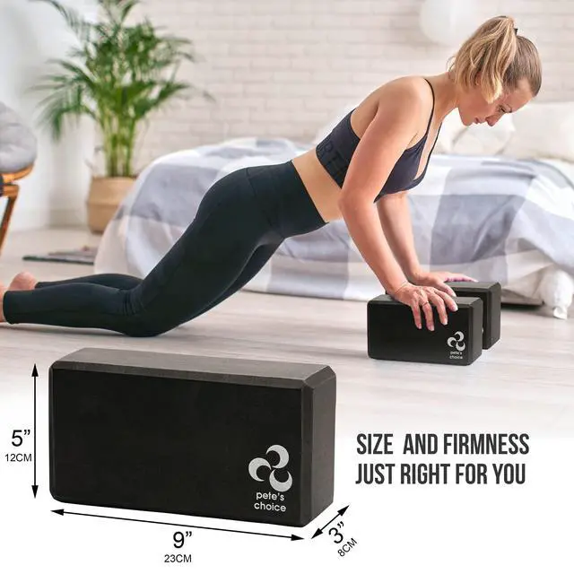 Alt view image 2 of 6 - 2 Yoga Blocks + 2 Yoga Straps - Starter Kit for Beginners. Great for Home indoor exercises