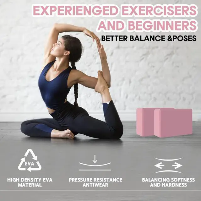 Alt view image 4 of 7 - Yoga Block - Unsupported Latex Eva foam - Soft non slip surface with bevel for yoga, pilates, meditation - Yoga accessories for stability, balance and deep stretching (Pink)