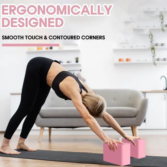 Alt view image 7 of 7 - Yoga Block - Unsupported Latex Eva foam - Soft non slip surface with bevel for yoga, pilates, meditation - Yoga accessories for stability, balance and deep stretching (Pink)