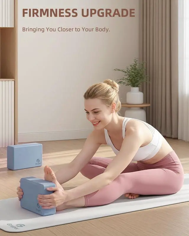 Alt view image 5 of 7 - Yoga Blocks 2 Pack, 9"x6"x3" Exercise Blocks High-Density EVA Foam Blocks with Soft Non-Slip Surface, Lightweight Yoga Props for Yoga Pilates Meditation & Stretching