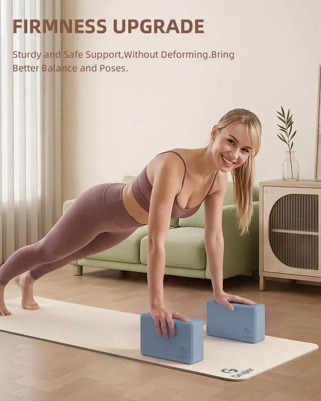 Alt view image 6 of 7 - Yoga Blocks 2 Pack, 9"x6"x3" Exercise Blocks High-Density EVA Foam Blocks with Soft Non-Slip Surface, Lightweight Yoga Props for Yoga Pilates Meditation & Stretching