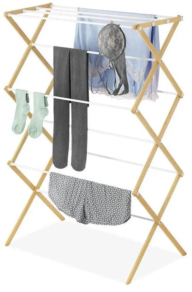 Main image of Foldable Clothes Drying Rack: 3 Tier Laundry Drying Rack, Collapsible Drying Rack Clothing, Portable Space Saving Clothing Rack for Indoor Outdoor, 17.0 L x 29.5 W x 43.5 H, Wood
