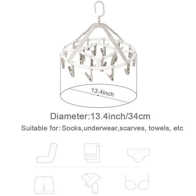Alt view image 6 of 6 - Clothes Drying Racks Foldable Clip Hangers with 20 Drying Clips