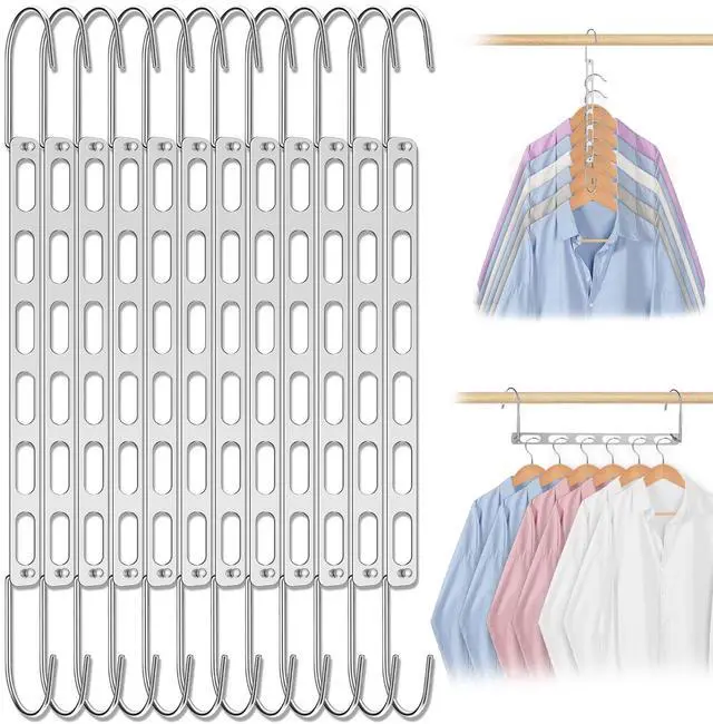 Main image of 16pcs Space Saving Hangers for Clothes Metal Hangers Closet Space Saver Hanger Metal Hanger Organizer Rack Closet Organizers and Storage Dorm Room Essentials
