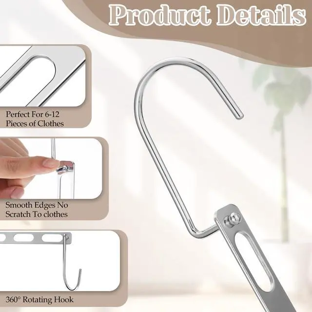 Alt view image 3 of 7 - 16pcs Space Saving Hangers for Clothes Metal Hangers Closet Space Saver Hanger Metal Hanger Organizer Rack Closet Organizers and Storage Dorm Room Essentials