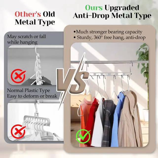 Alt view image 7 of 7 - 16pcs Space Saving Hangers for Clothes Metal Hangers Closet Space Saver Hanger Metal Hanger Organizer Rack Closet Organizers and Storage Dorm Room Essentials
