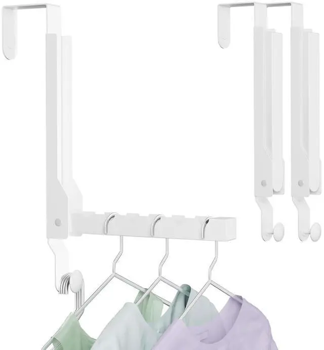 Main image of 2 Pack Over The Door Hanger Folding Clothes Drying Rack, Folding Hanging Coat Rack for Indoor Laundry Room Compact Small Space Foldable Portable Clothing Hanger Hook Collapsible (Wihte-2(Upgraded))