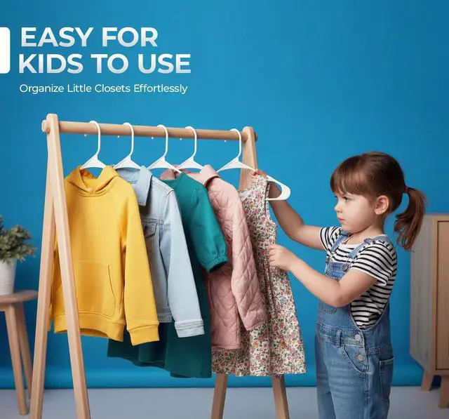 Alt view image 6 of 7 - Beddora Plastic Hangers 50 Pack, White Clothes Hangers for Closet Organization and Storage Space-Saving Design, Kids & Adult Coat Hanger for Suits, Shirt & Percheros Ganchos para Colgar Ropa Hangars