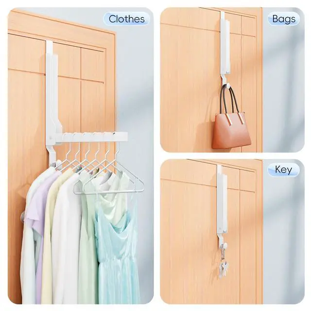Alt view image 6 of 7 - 2 Pack Over The Door Hanger Folding Clothes Drying Rack, Folding Hanging Coat Rack for Indoor Laundry Room Compact Small Space Foldable Portable Clothing Hanger Hook Collapsible (Wihte-2(Upgraded))
