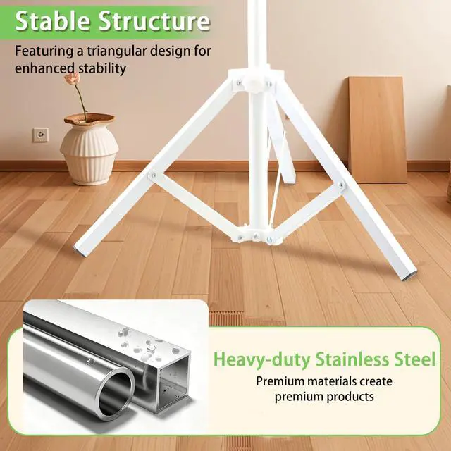 Alt view image 4 of 7 - Clothes Drying Rack, Drying Rack 33-68 inches Stable and Heavy-Duty Tripod Base Thickened Stainless Steel Saving Space 27 Pieces of Clothing