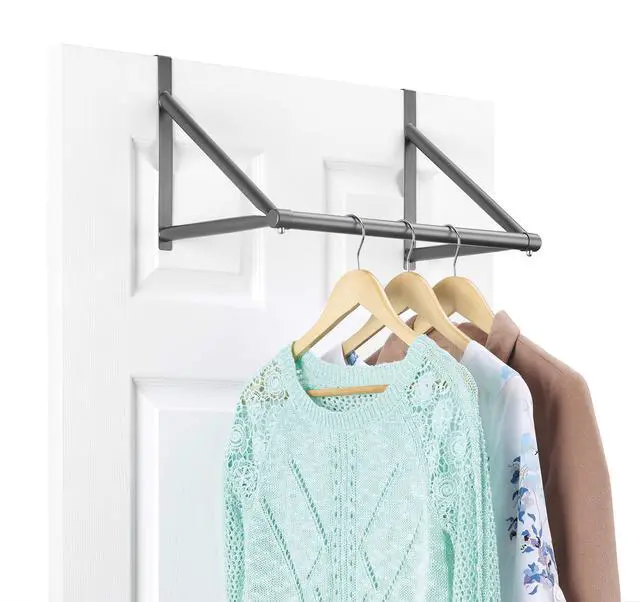 Alt view image 3 of 4 - Over The Door Hanger, Over The Door Clothes Hanging Rack, Black