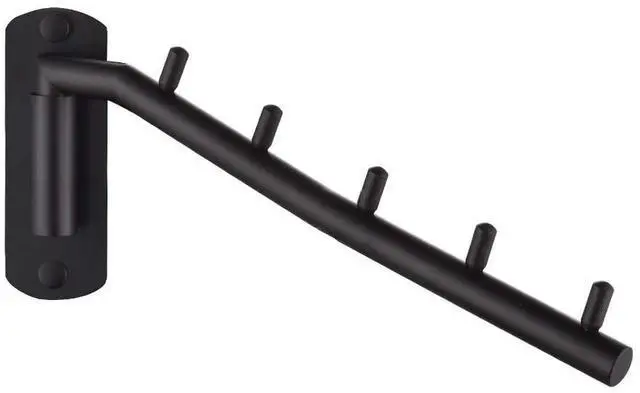 Main image of Folding Clothes Hanger Rack, Stainless Steel Swing Arm Hook Holder, Clothing Hanging System Drying Closet Storage Organizer Matte Black Wall Mount, SHR100-PB