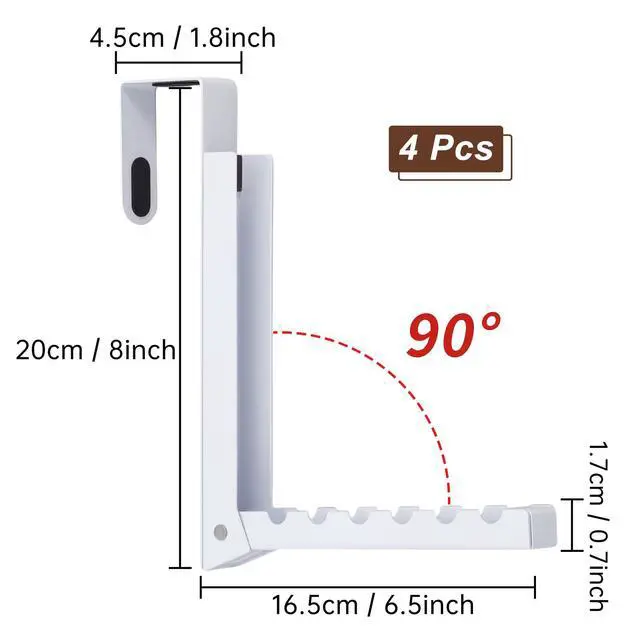 Alt view image 2 of 7 - 4PCS Over The Door Hanger Folding Over The Door Clothes Drying Rack Folding Hanging Coat Rack Foldable Portable Clothing Hanger Hooks for Laundry Bathroom Bedroom Dorm Travel