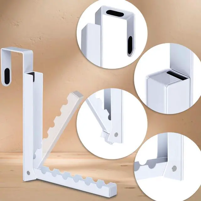 Alt view image 6 of 7 - 4PCS Over The Door Hanger Folding Over The Door Clothes Drying Rack Folding Hanging Coat Rack Foldable Portable Clothing Hanger Hooks for Laundry Bathroom Bedroom Dorm Travel