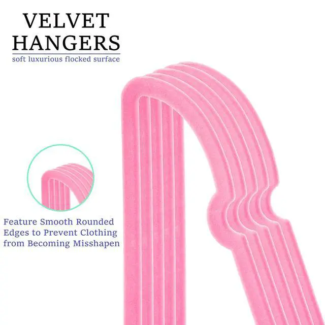 Alt view image 3 of 6 - Velvet Hangers 20 Pack, 16" Non Slip Adult Hangers, Slim Clothes Hanger with 360 Degree Swivel Hook - Durable & Cute for Coats, Shirts, Dress (Pink)