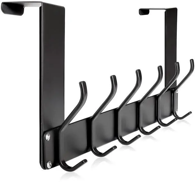 Main image of Over The Door Hooks, No Assembly Required Door Hanger Hook, Sturdy Over The Door Coat Rack, Over Door Hanger Door Hooks for Hanging Clothes, Towels, Hats, Matte Black