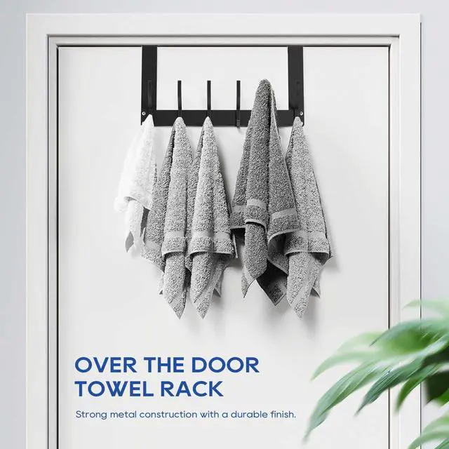 Alt view image 4 of 7 - Over The Door Hooks, No Assembly Required Door Hanger Hook, Sturdy Over The Door Coat Rack, Over Door Hanger Door Hooks for Hanging Clothes, Towels, Hats, Matte Black