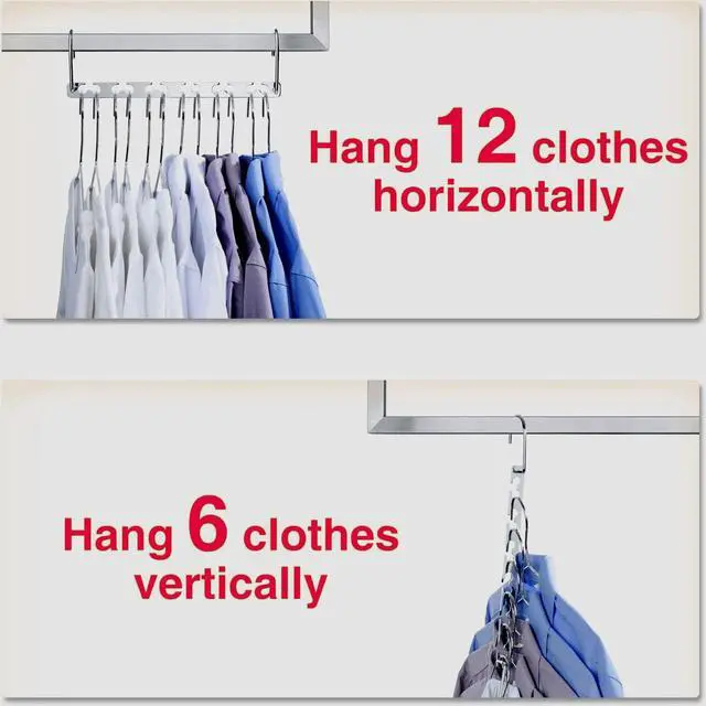 Alt view image 5 of 7 - Space Saving Hangers, Shirt Hanger, Metal Hangers for Clothes, Space Saver for Hanging Clothes, Sturdy Metal Wardrobe Organizer, Pack of 10